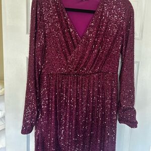 Elegant Sequin Dress in Deep Pink